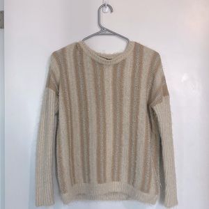 Brown cream Sweater with silver stripe